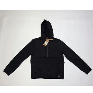 Asics Men's Knit Grid Fleece 1/4 Zip Pullover Hoodie Medium Black Regular Fit